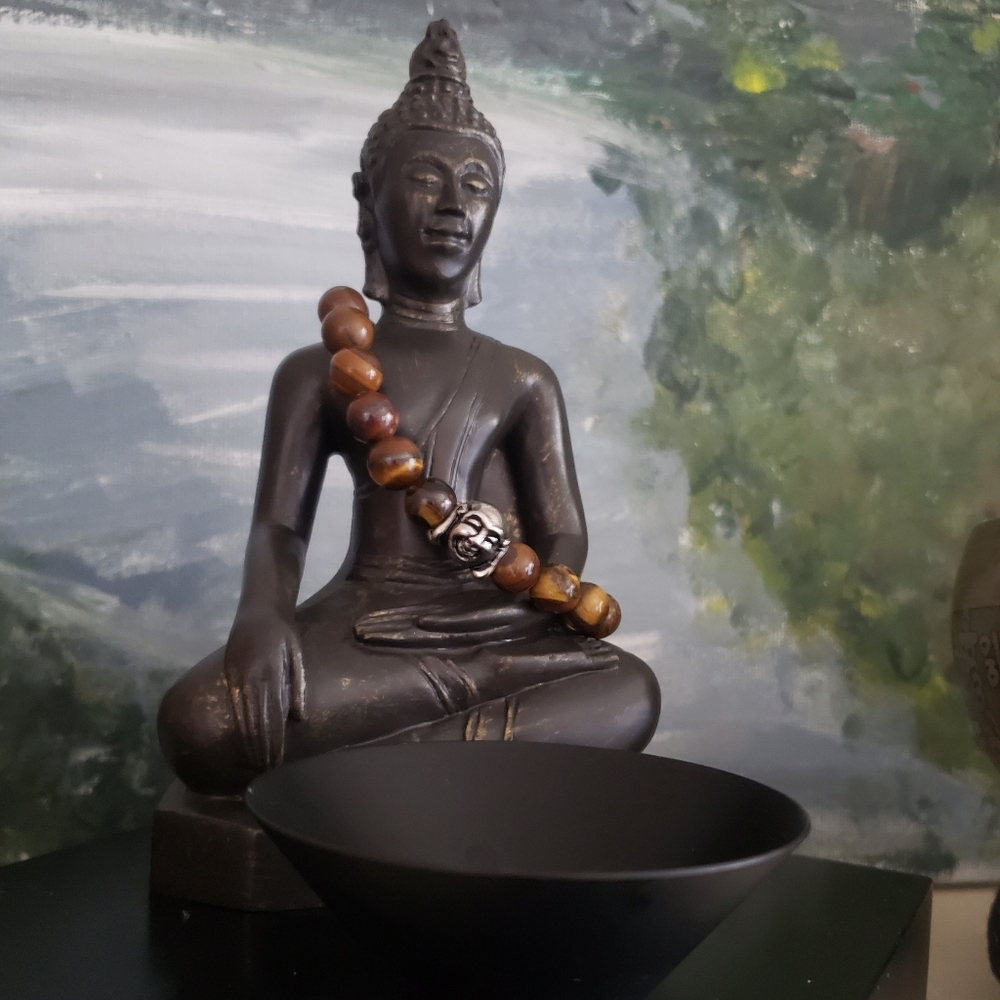 New Tiger Eye With Buddha Protection Yoga Meditation Bracelet Unisex